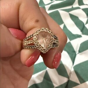 Levian Gold and Pink Teardrop Ring